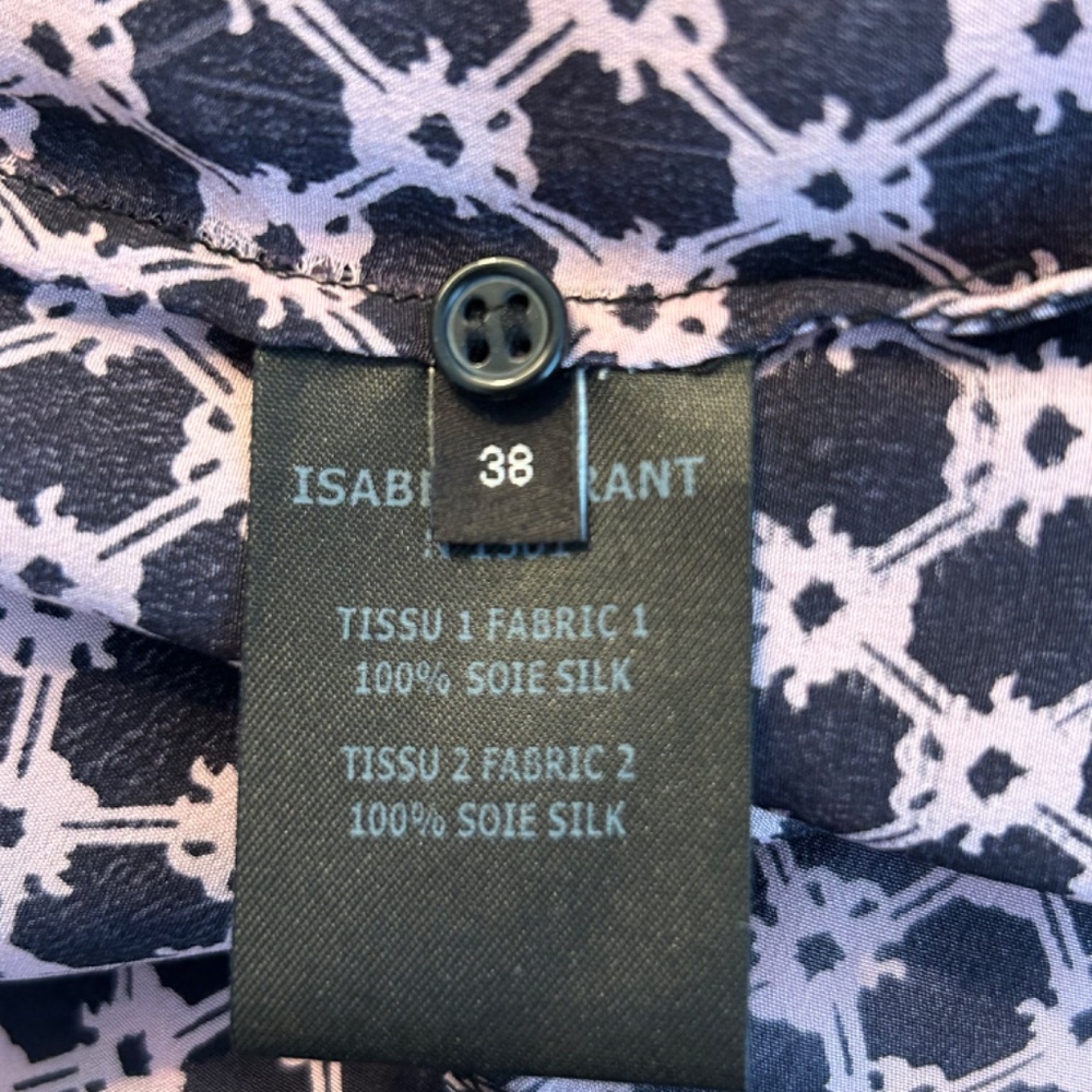 Isabel Marant Silk Tie Front Mini Dress Pink and Blue Pattern Size 38 Medium - Picture 8 of 8
